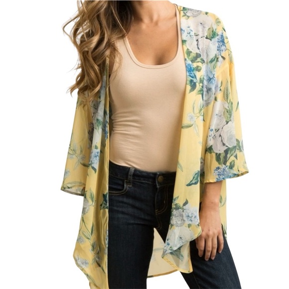 Floral Kimono Cardigan Coverup - Picture 1 of 10